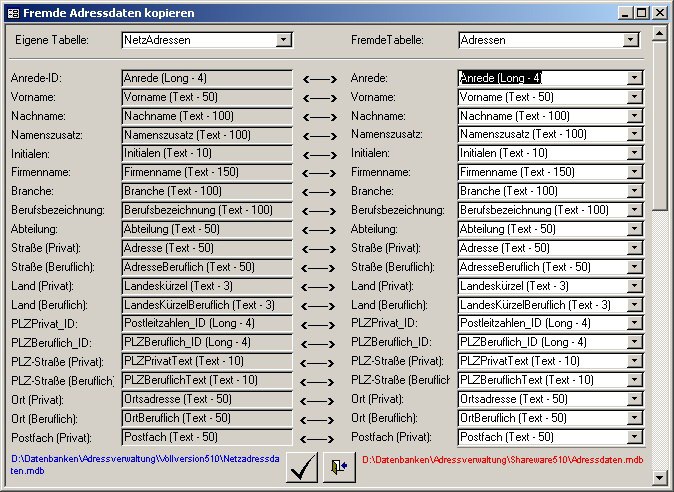 Fremde Adressdaten kopieren